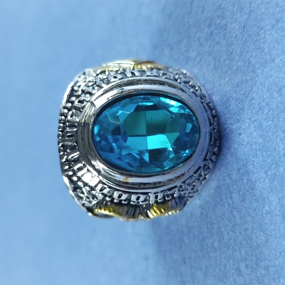 Good Vibrations Blue Topaz Heavy Metal Gothic Biker Punk Ring Hip Hop Medieval E - Picture 3 of 5